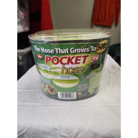 Pocket Hose 50 ft Light Weight Expandable Full Size Kink & Tangle Free Green New - Picture 1 of 4